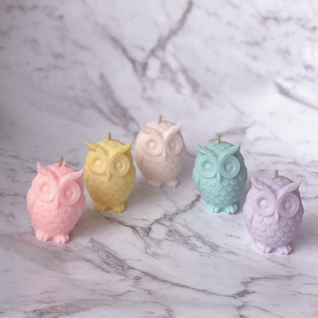 Pastel Owl Candle